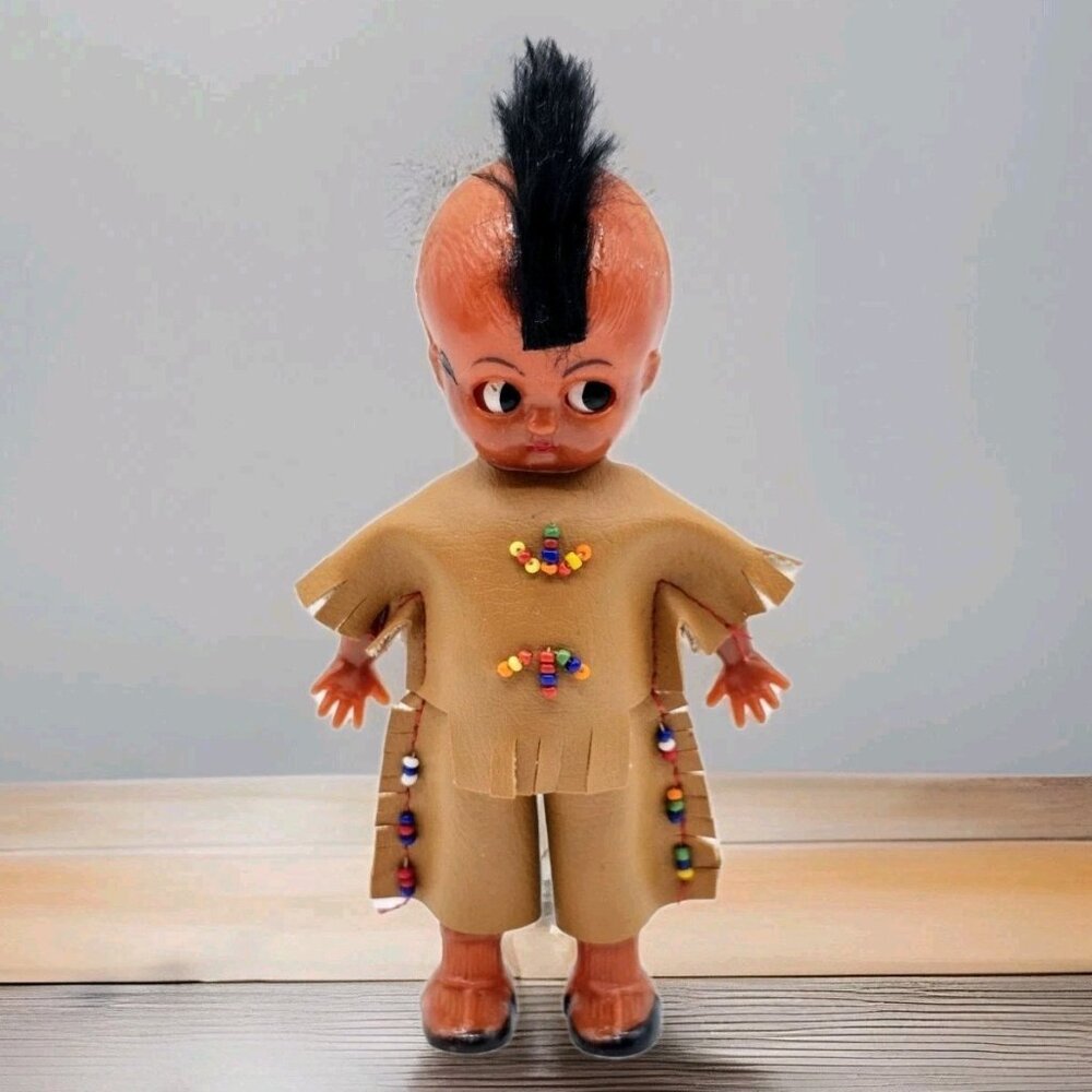 Vintage Native American Indian Kewpie Doll Eyes That Close Hong Kong 6" Doll
